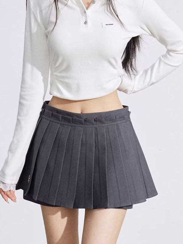 Pleated Layered Mini Skirt
