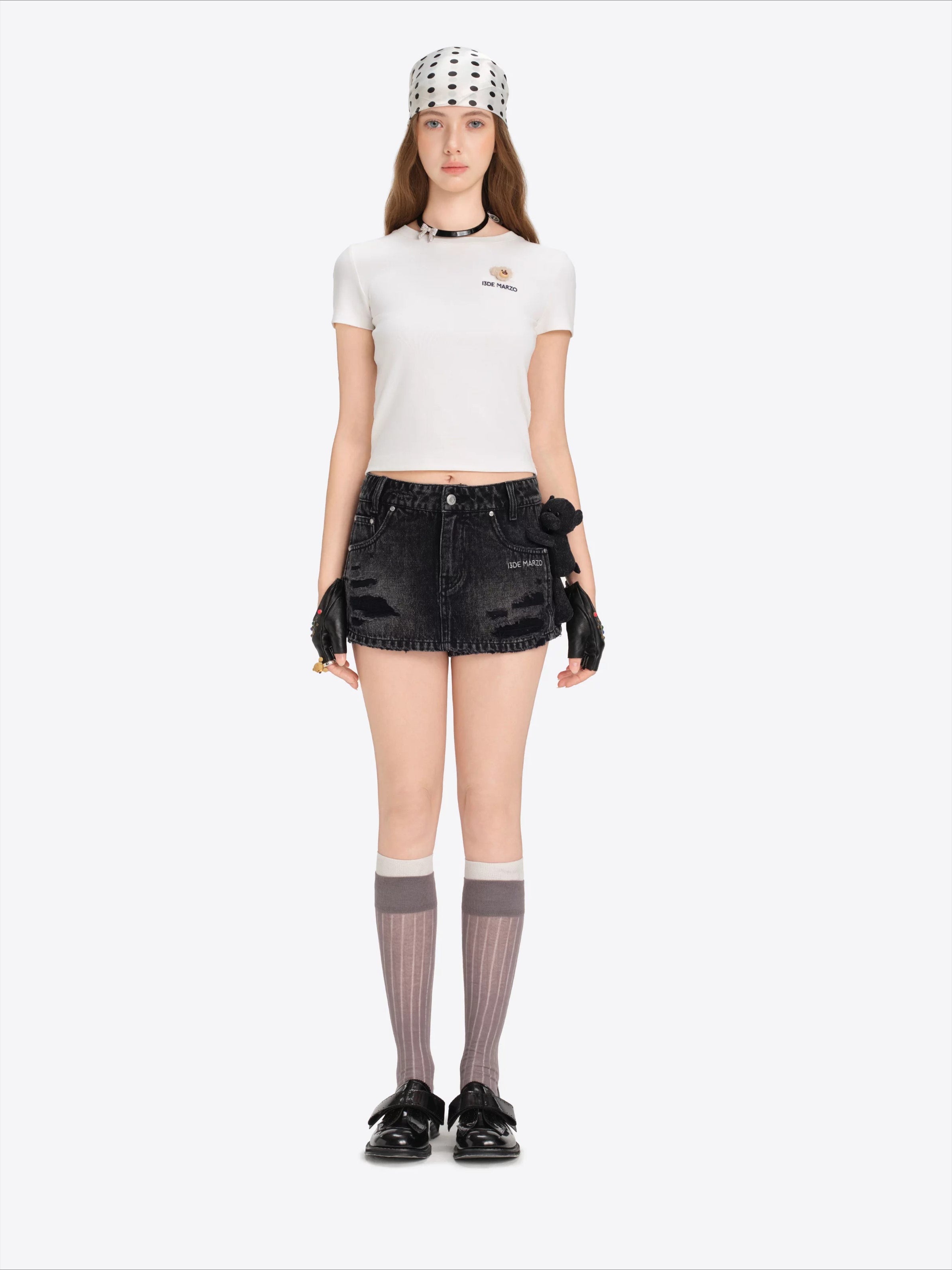 Mini Bear Fitted Cropped Tee