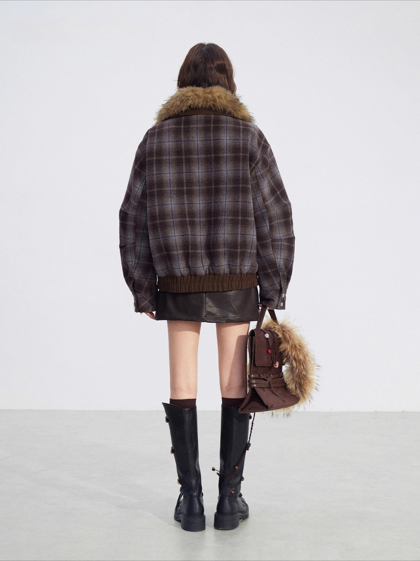 Melange Wool-Blend Quilted Plaid Jacket