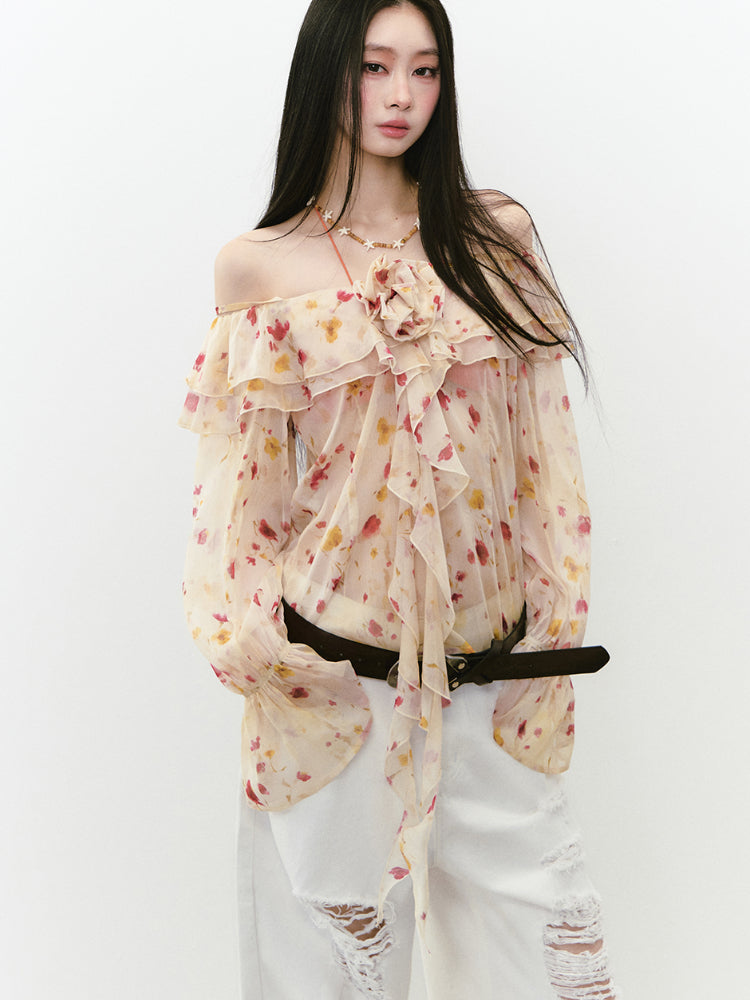 Floral Camisole Off-Shoulder Top - CHINASQUAD