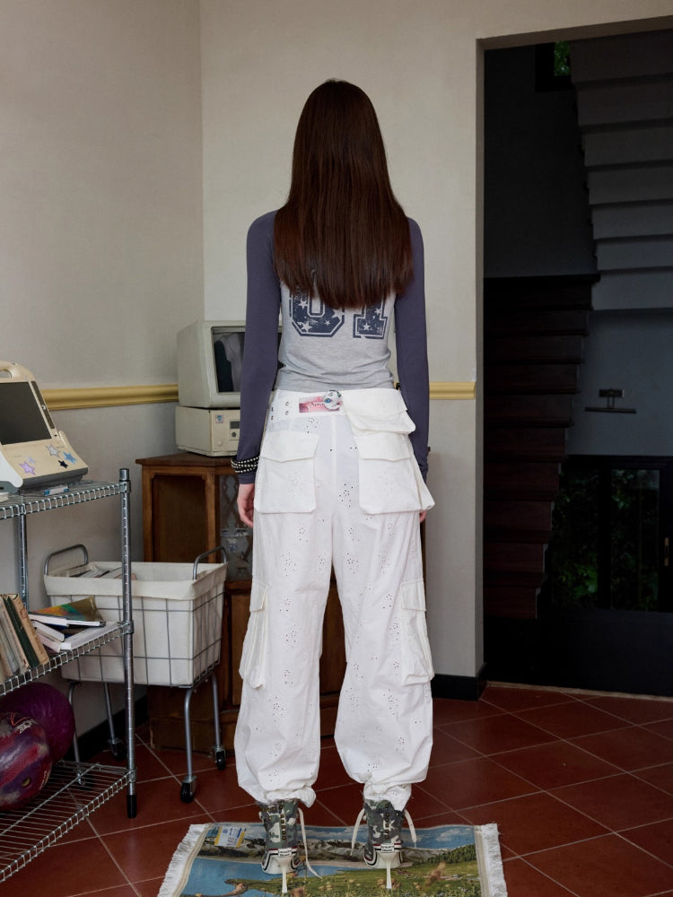 Embroidered Jacquard Utility Multi-Pocket 3D Waist Bag