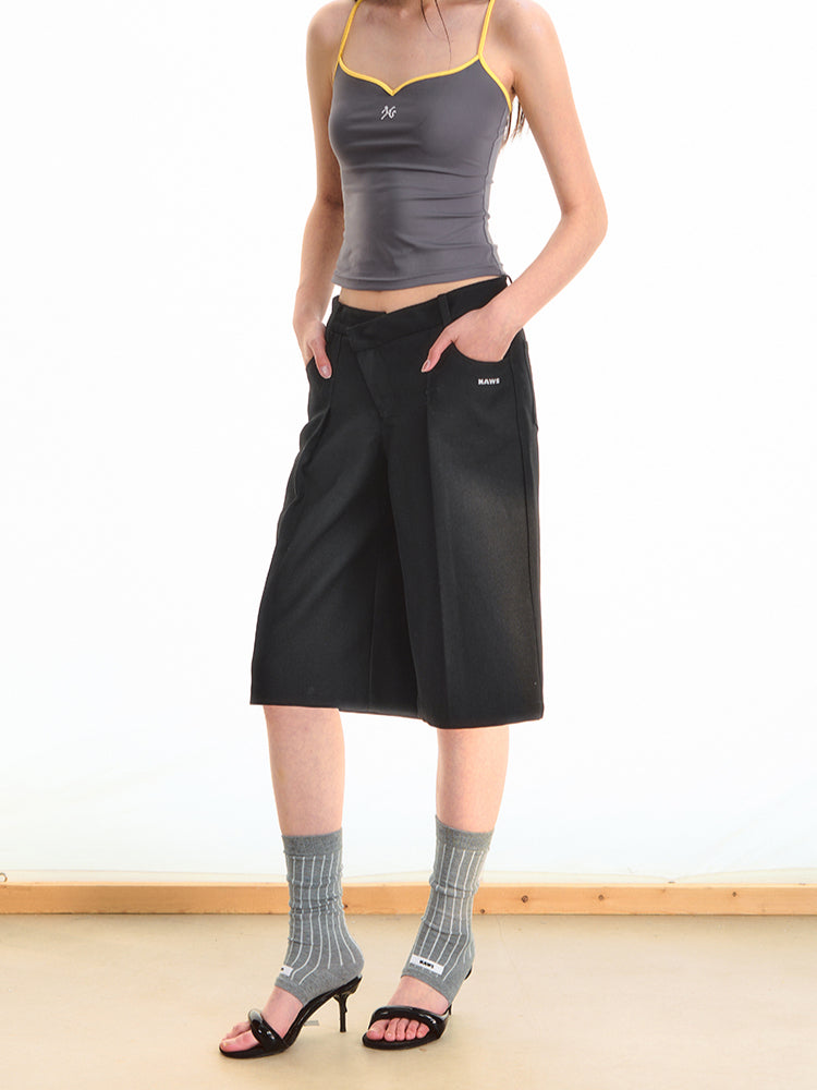 Black Low-Waist Bermuda Shorts - CHINASQUAD