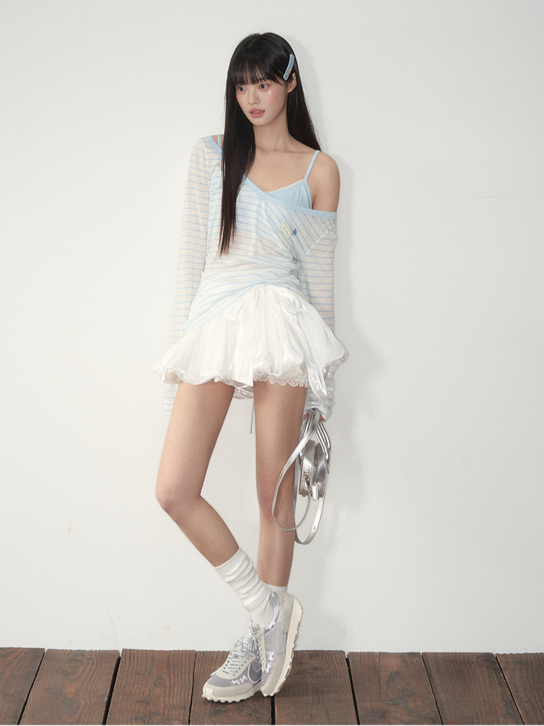 Blue & Pink Striped Cover-Up & Cami Set - CHINASQUAD