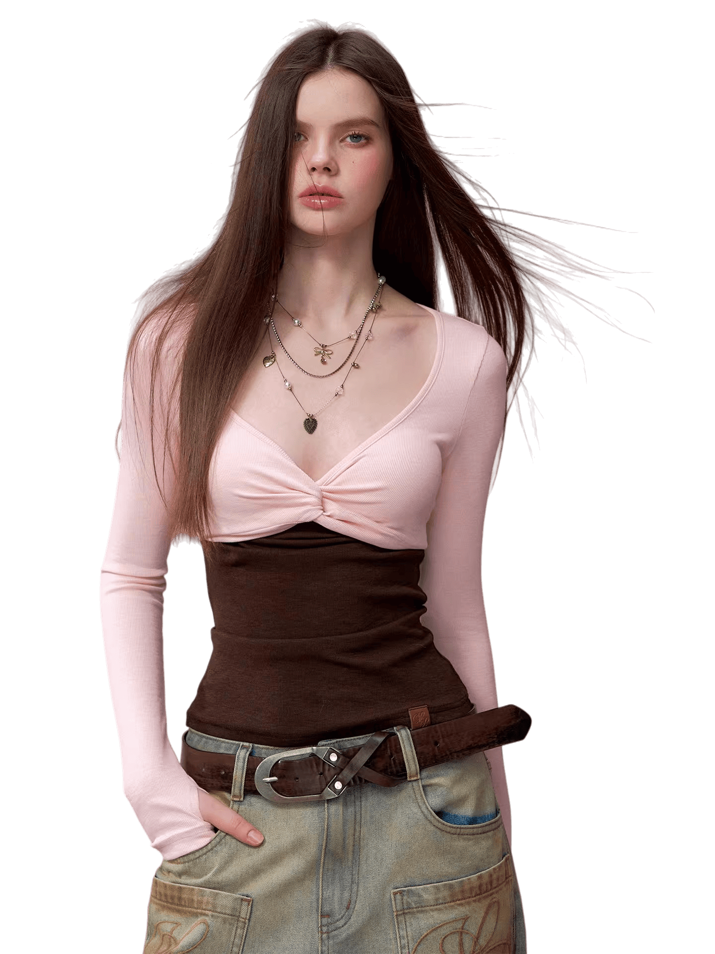 Tube-Top Slim-Fit Long Sleeve T-Shirt