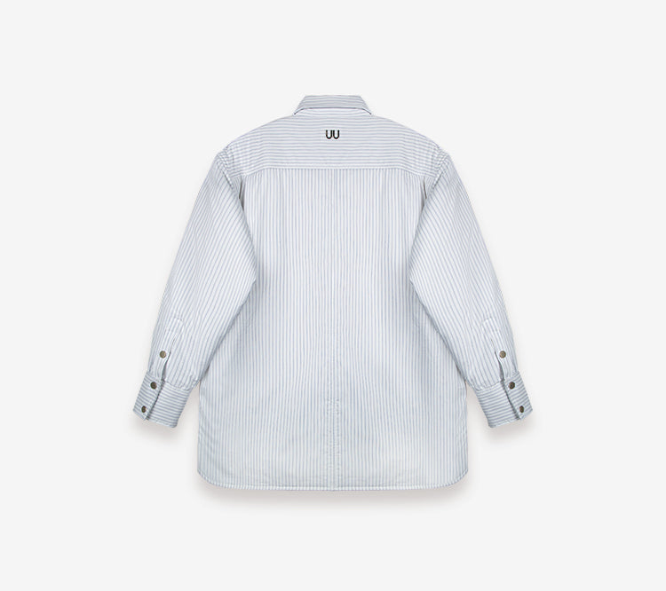 Striped Cotton-Padded Long Sleeve Shirt - CHINASQUAD