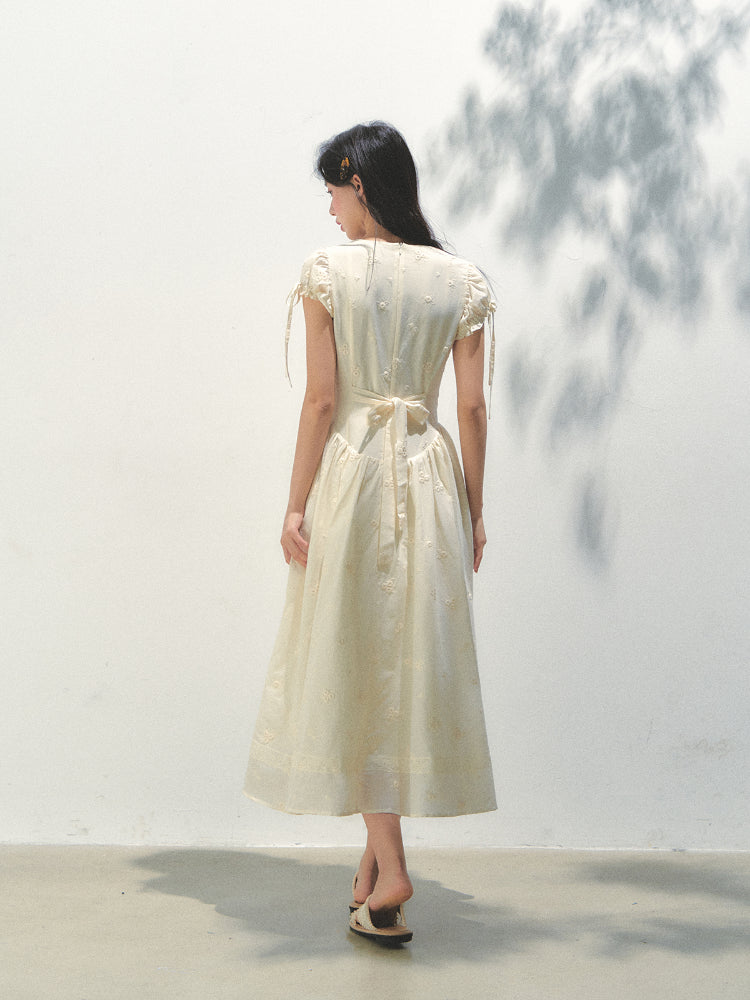 Embroidered Shirt-Collar Tea-Break Dress - CHINASQUAD