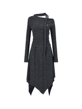 Waist-Cinched Irregular Hem Off-Shoulder Dress - CHINASQUAD