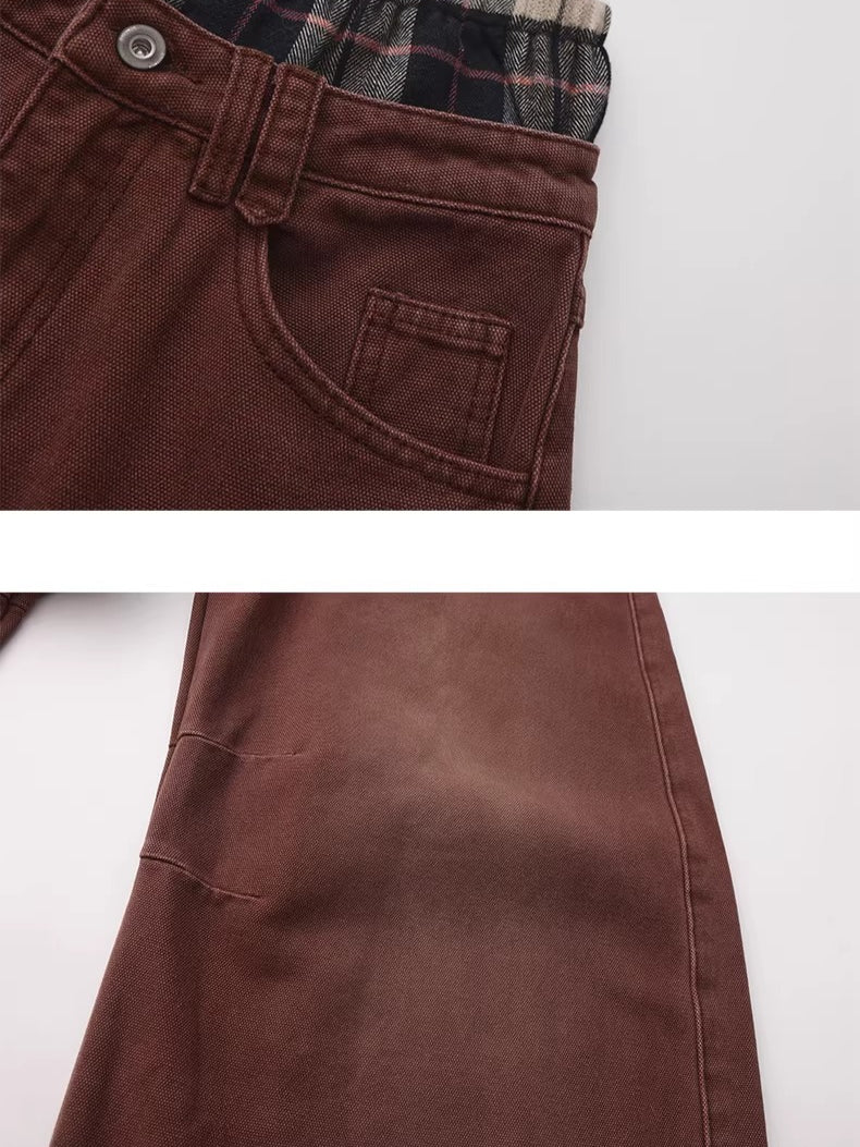 Spray-Wash Panelled Brushed Cargo Pants