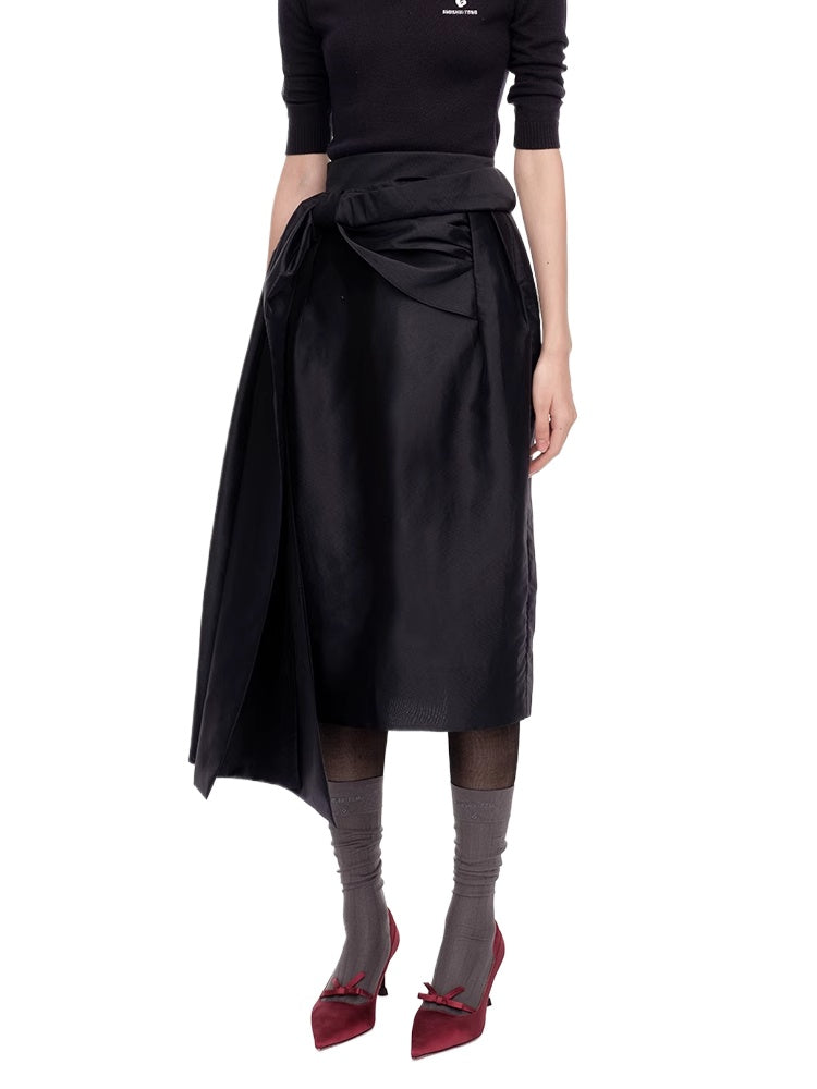Side Bow-Detail Long Skirt - CHINASQUAD