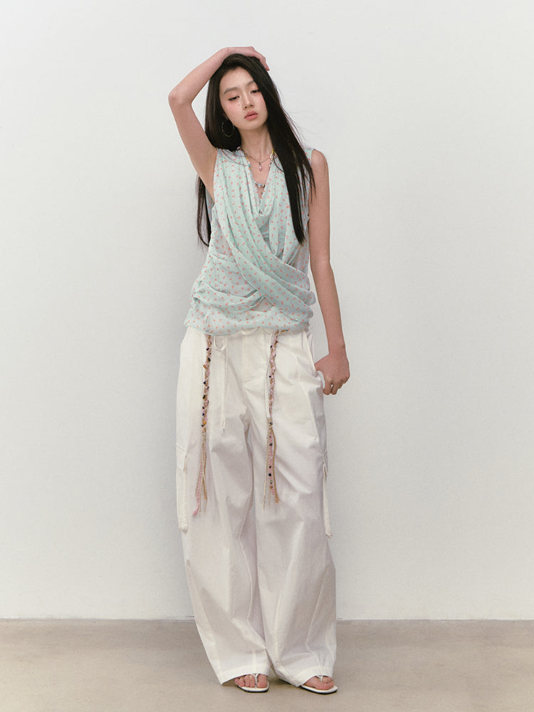 Small Floral Cowl Neck Sleeveless Vest - CHINASQUAD