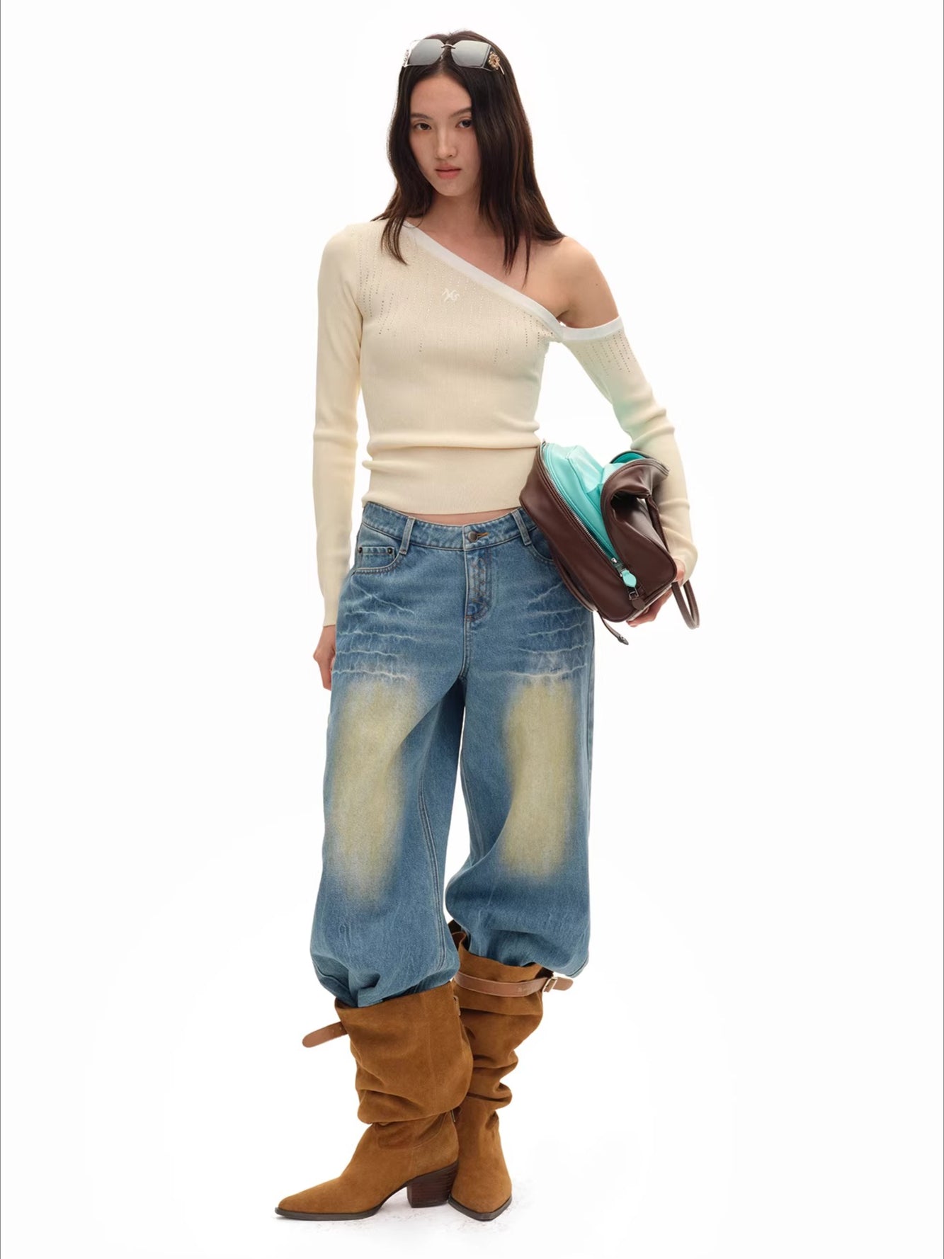 Mule Wide-Leg Denim Pants