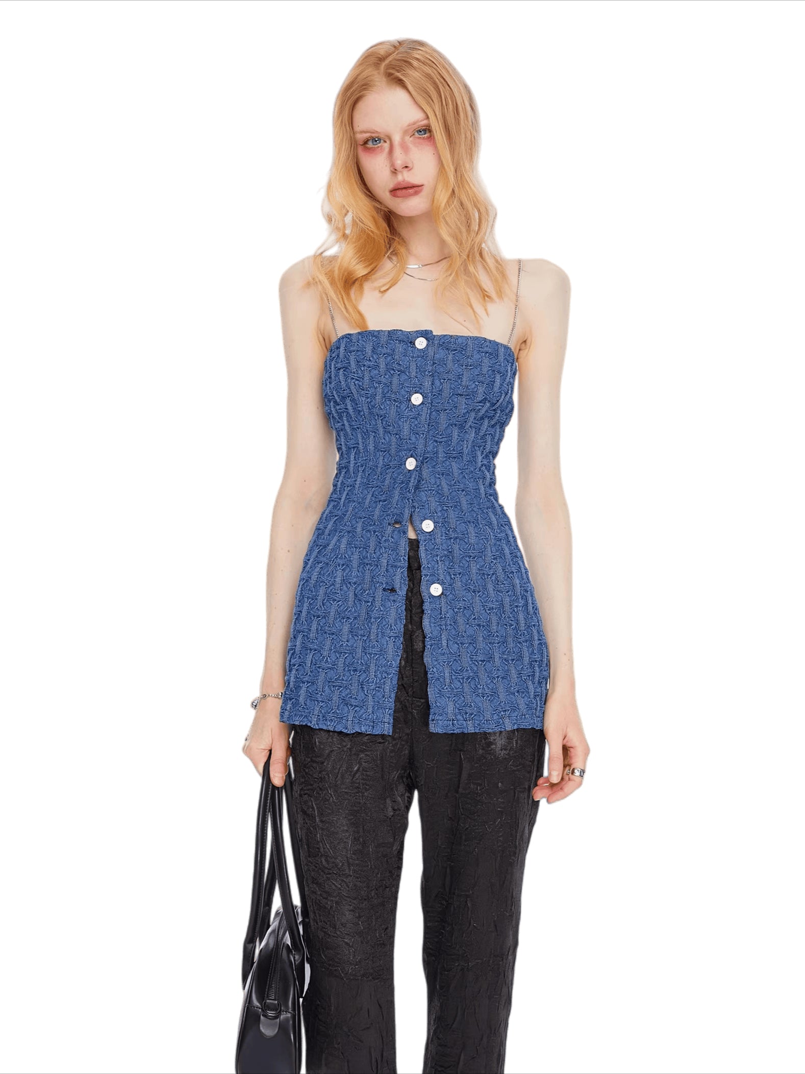 Vintage Ruched Denim Bandeau Camisole