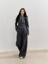 Plaid Panel Fold-Over Waist Straight Pants - CHINASQUAD