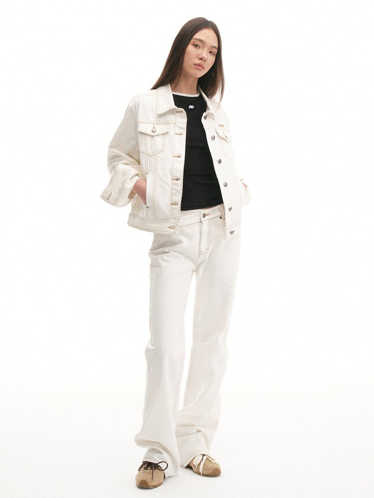 Relaxed-Fit High-Waisted V-Jeans - CHINASQUAD