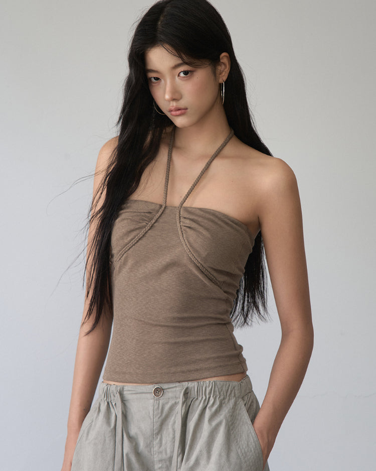VIA PITTI Pleated Rope-Hanging Fitted Bandeau – view 4