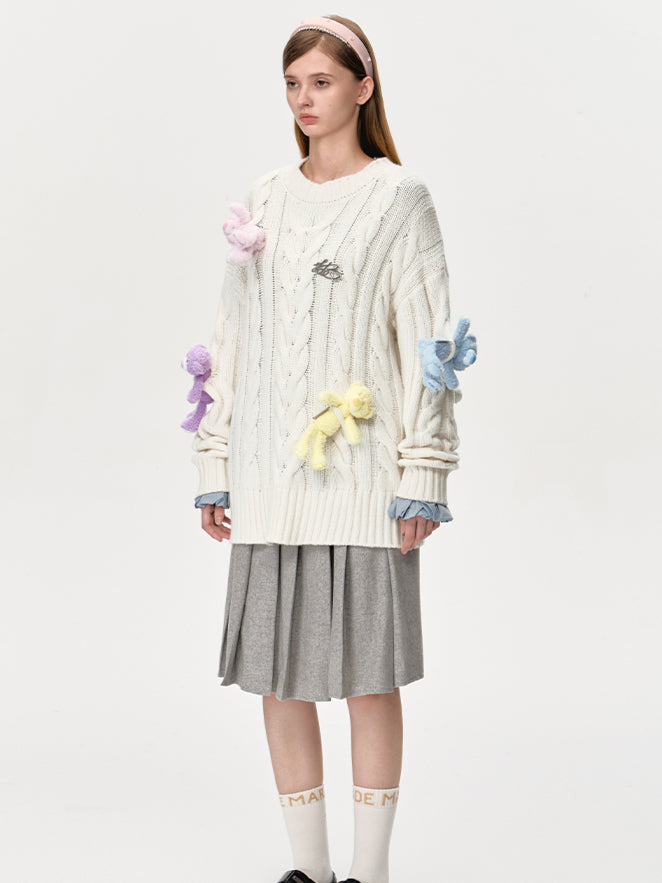 Rainbow Bear Weave Crewneck Sweater - CHINASQUAD