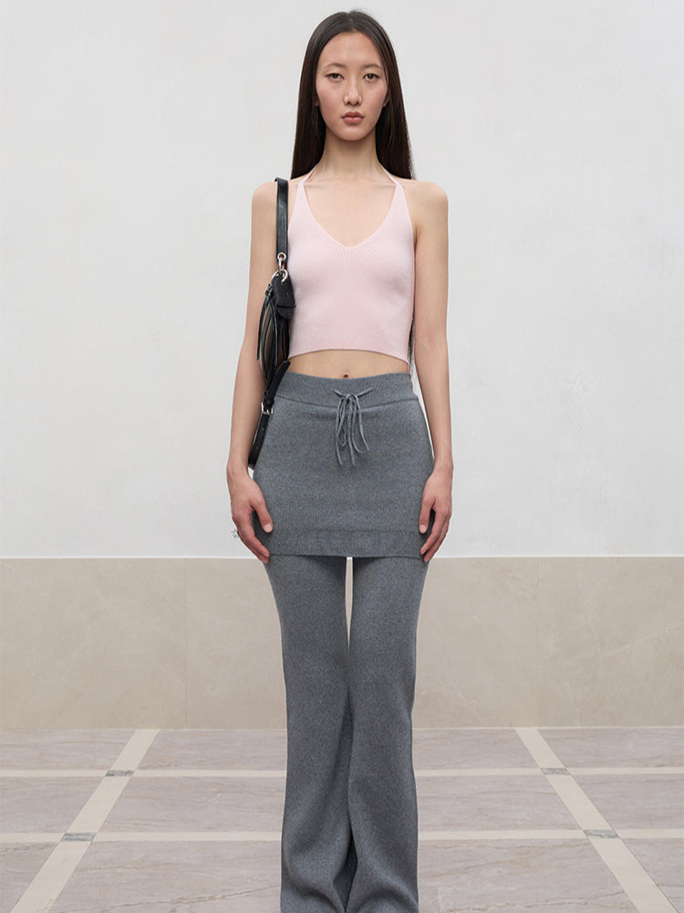 V-Neck Halter Layering Knit Vest - CHINASQUAD