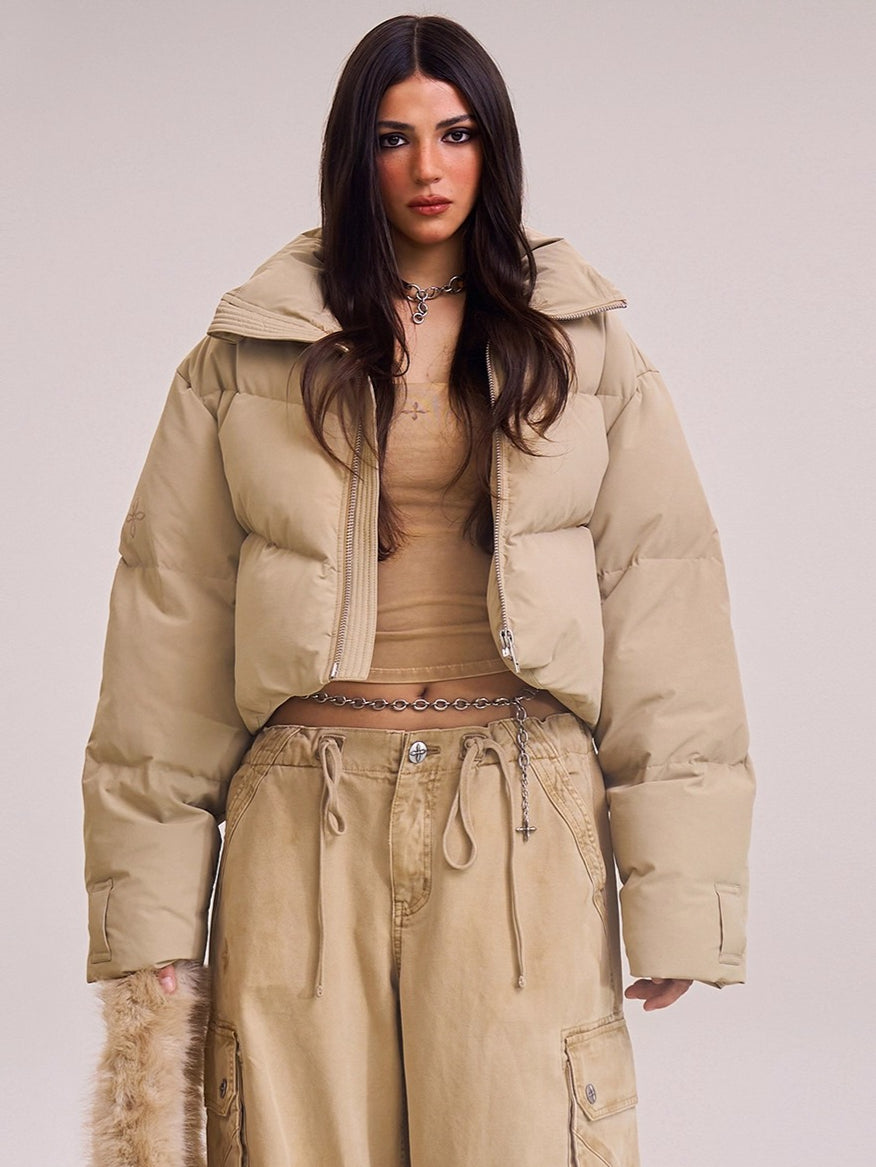 Sculpted Cross Cropped Down Jacket