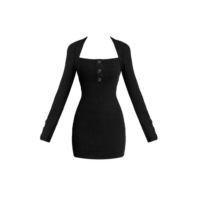 Waist-Cinching Long Sleeve Dress