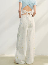 Colorful Floral Embroidered Straight-Leg Jeans - CHINASQUAD