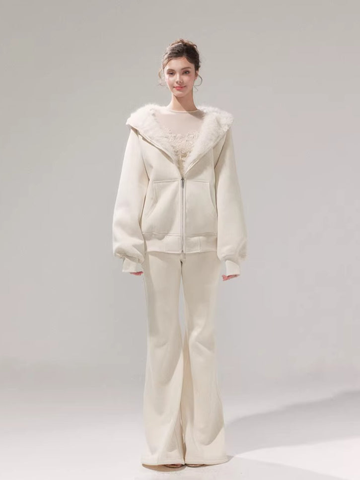 Hooded Fleece Jacket & Plush Sweatpants Set