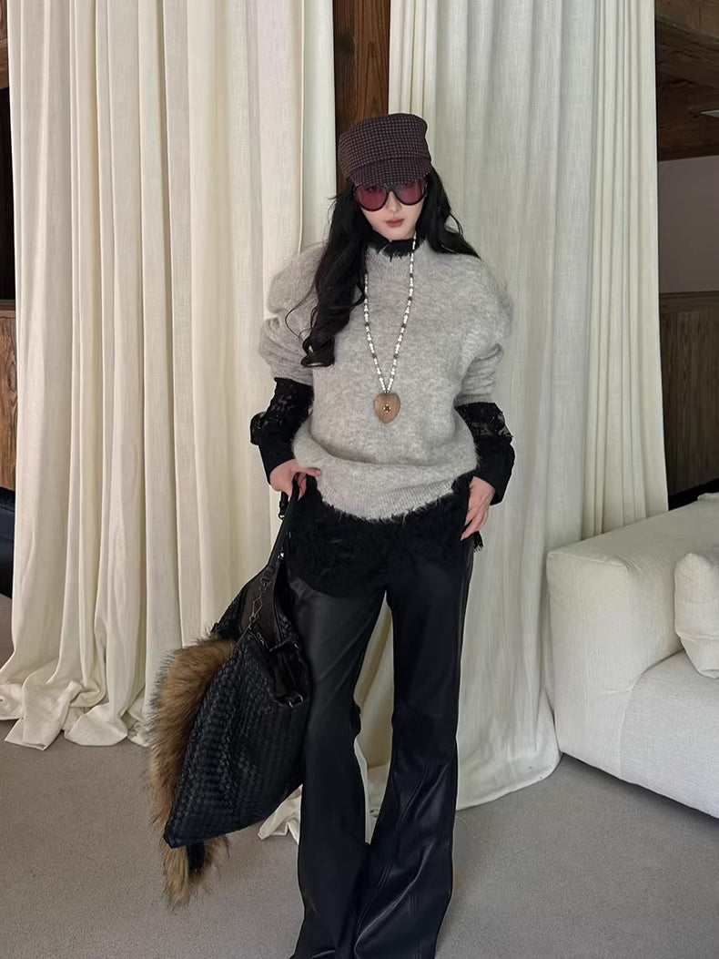 Lace-Detail Oversized Silhouette Shirt