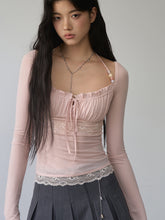 Lace Panel Beaded Acetate T-shirt - CHINASQUAD