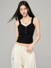 Star Print Slimming Wide Shoulder Strap Knit Vest - CHINASQUAD