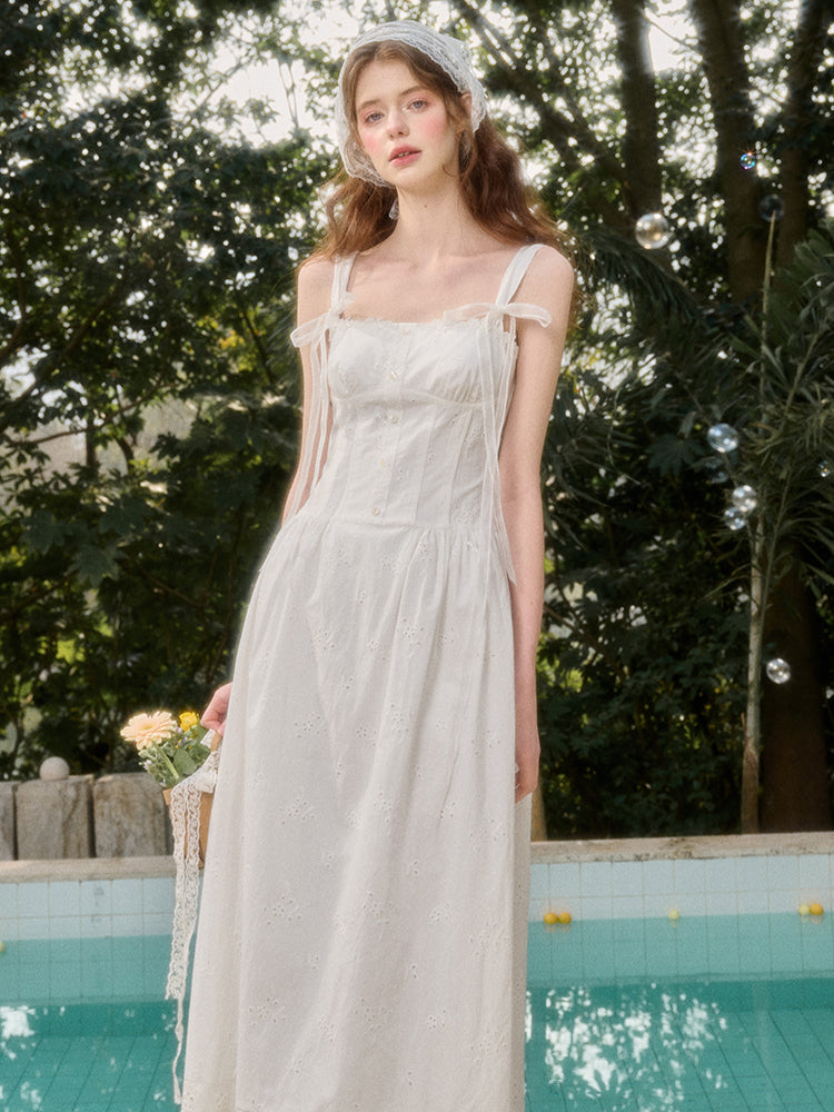 Embroidered Waist Dress - CHINASQUAD