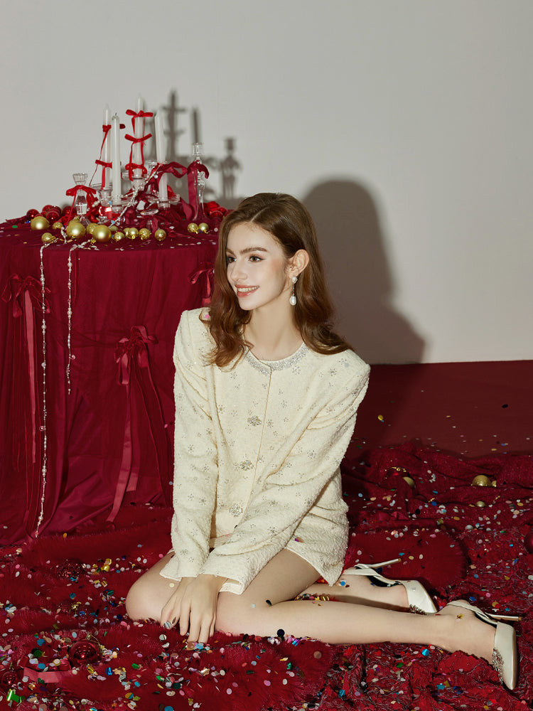 Jacket & Classic Pearl Tweed Skirt Set - CHINASQUAD