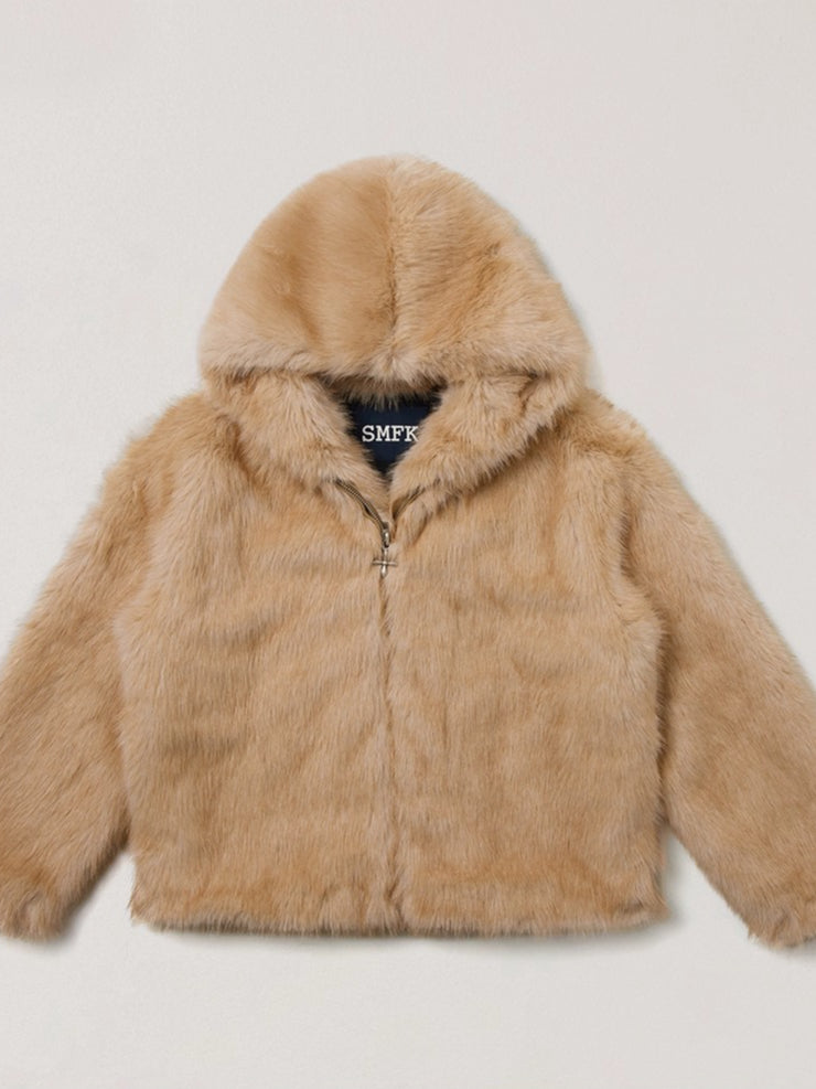 Cross Relic Oversized Faux Fur Hoodie