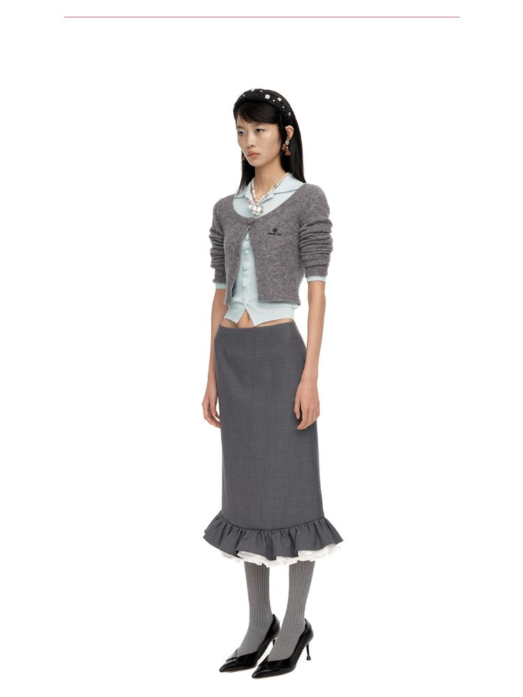 Single-Button Wool-Blend Knit Cardigan - CHINASQUAD