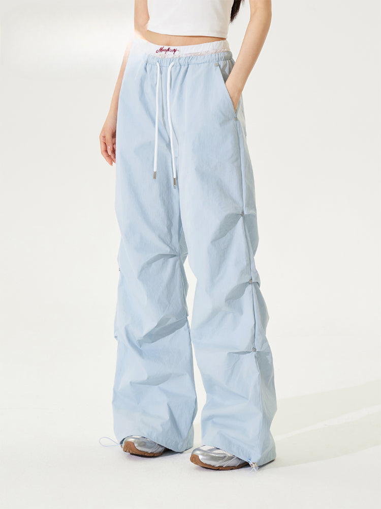Lace Paneled Pleated Wide-leg Pants - CHINASQUAD