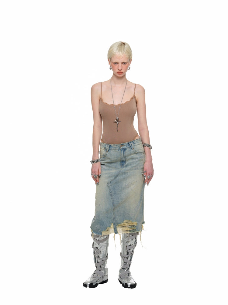 Washed Denim Skirt - CHINASQUAD