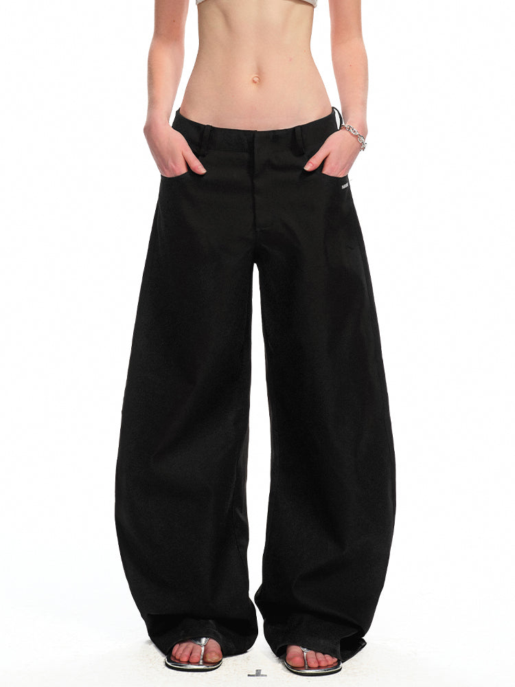 Low-Rise Slim-Fit Loose Wide-Leg Pants - CHINASQUAD