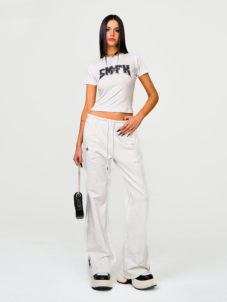 Black & White Compass Flared Sweatpants - CHINASQUAD