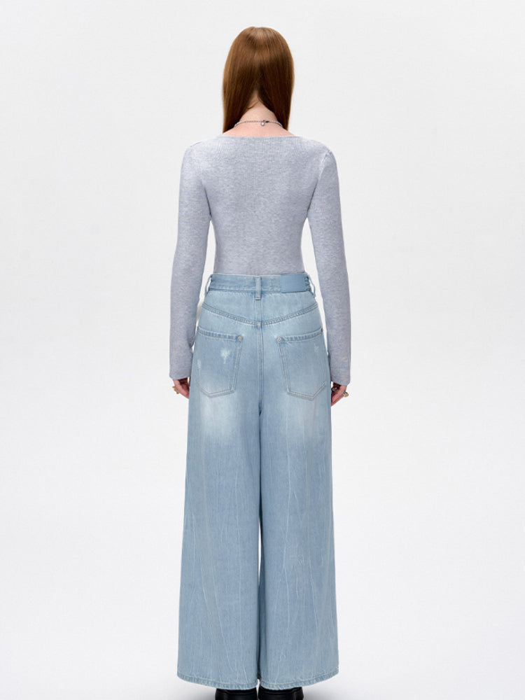 Low-Rise Wide-Leg Jeans - CHINASQUAD