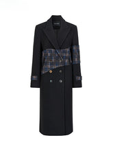 Wool Blend Plaid Patchwork French Coat - CHINASQUAD