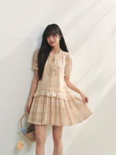 Checkered Hollow-Out Ruffled Dress Set - CHINASQUAD
