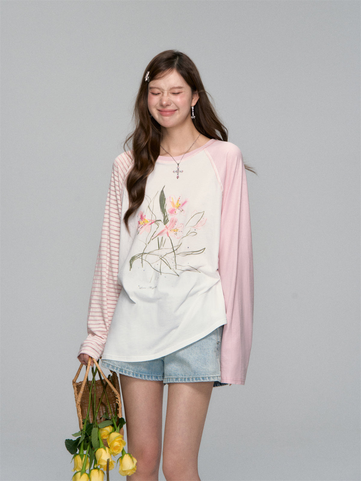 Pink Raglan Graphic T-shirt - CHINASQUAD