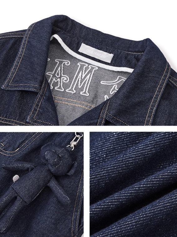 Denim Jumpsuit Straight-Leg Street Style