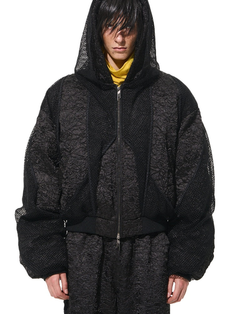 Black Hooded Patchwork Pilot Jacket - CHINASQUAD