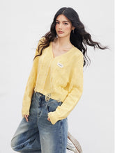 Distressed V-Neck Knit Cardigan - CHINASQUAD