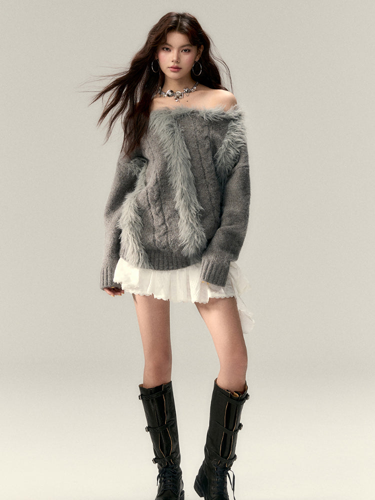 Asymmetric One-Shoulder Knit Sweater - CHINASQUAD
