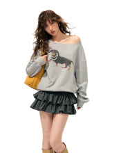 Pearl Dachshund Off-Shoulder Sweatshirt - CHINASQUAD