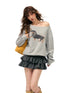 Pearl Dachshund Off-Shoulder Sweatshirt - CHINASQUAD