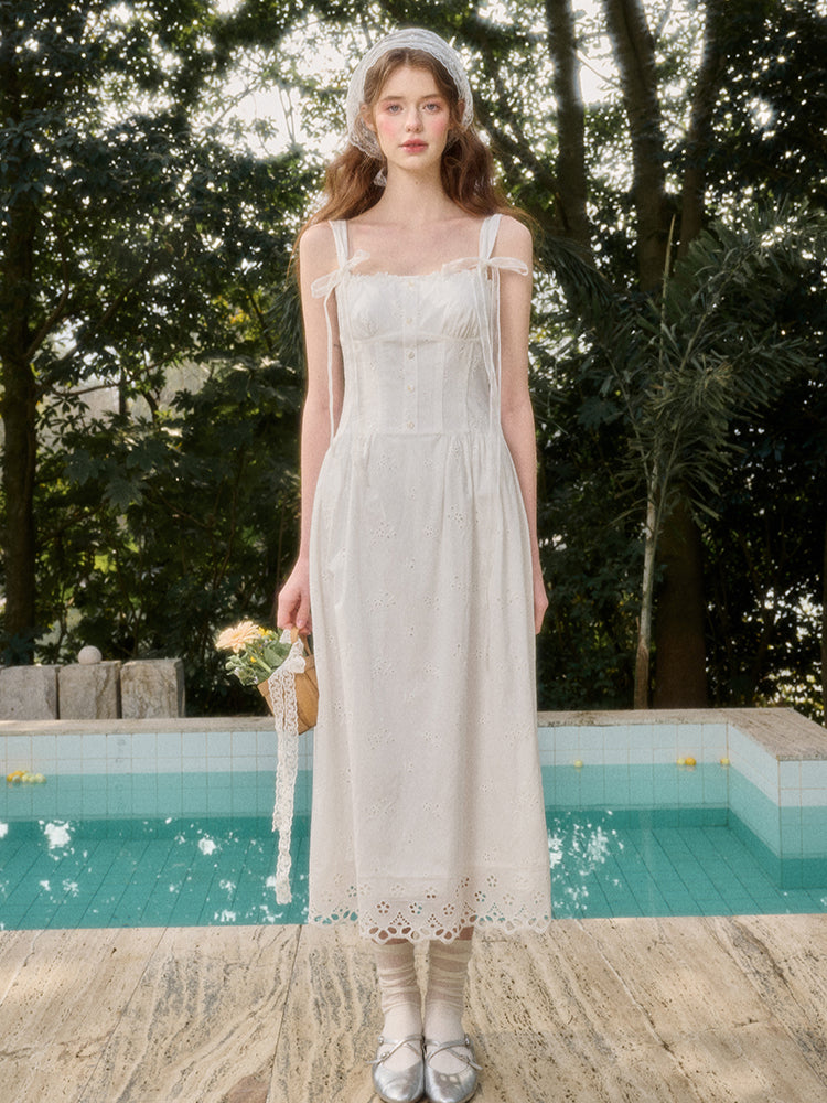 Embroidered Waist Dress - CHINASQUAD