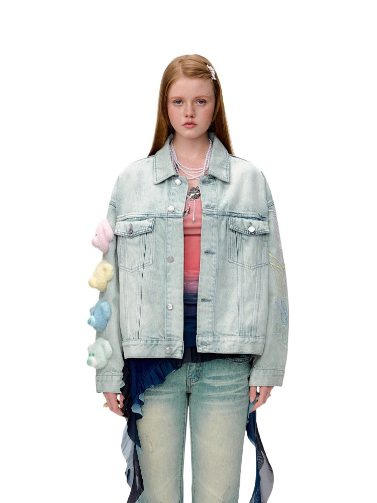Colorful Bear Denim Jacket - CHINASQUAD