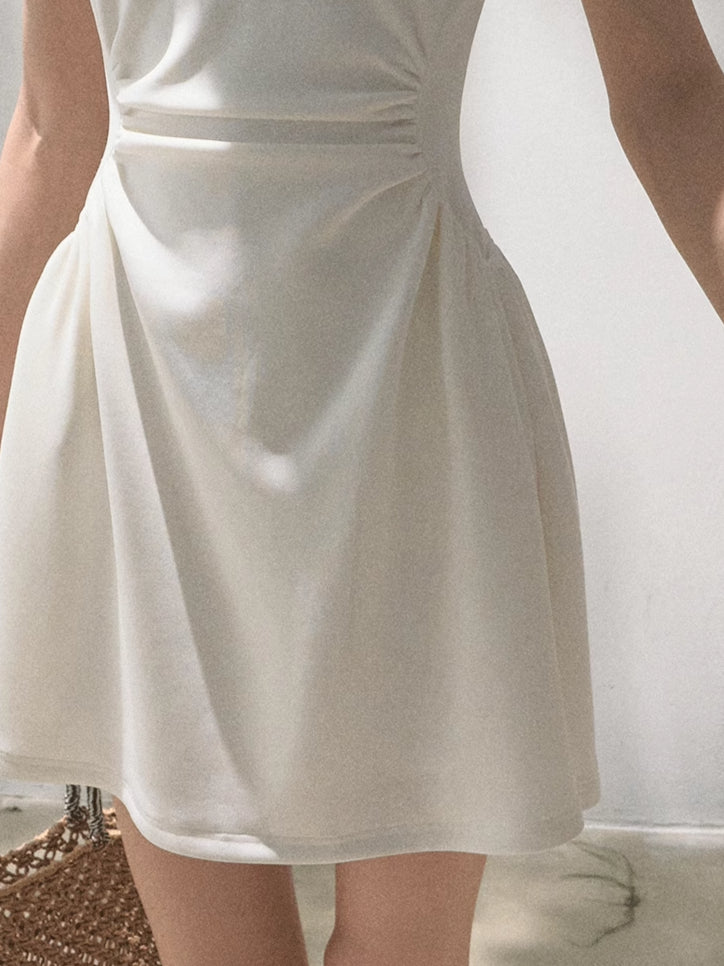 Square Shoulders U-Neck Fitted Dress