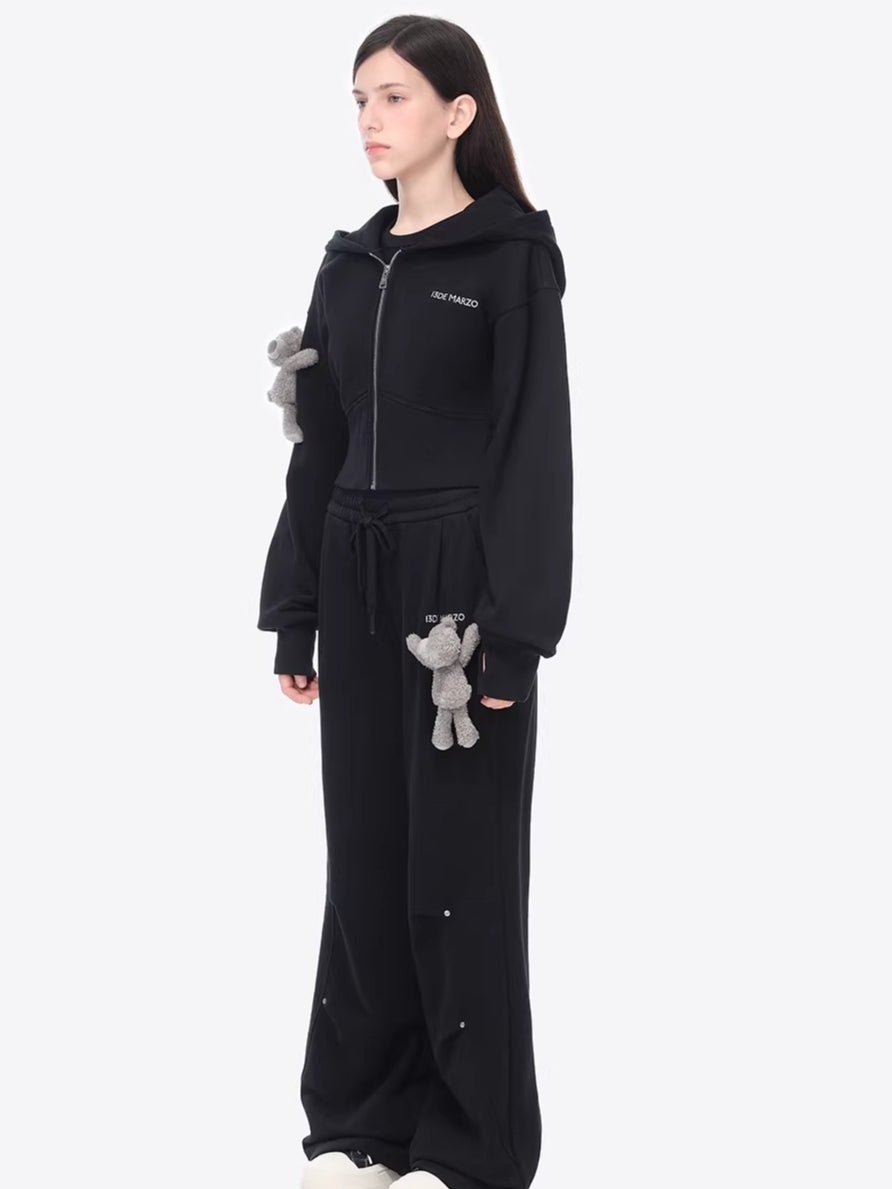 Slim-Fit Cropped Hooded Sweatshirt